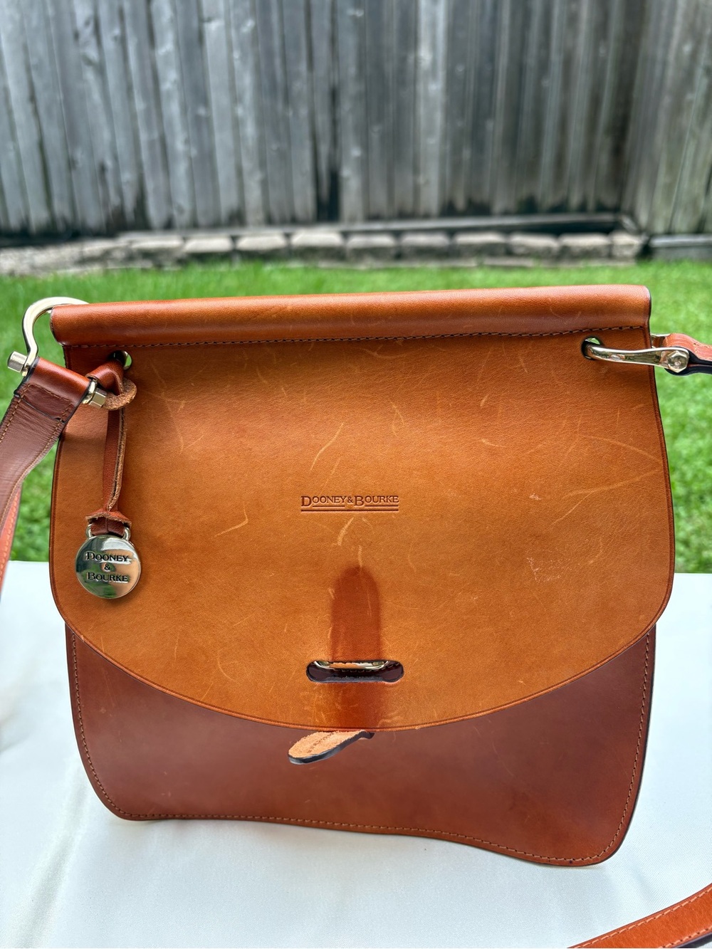 Dooney & Bourke Saddle Crossbody - Cognac Brown purse - Picture 3 of 9